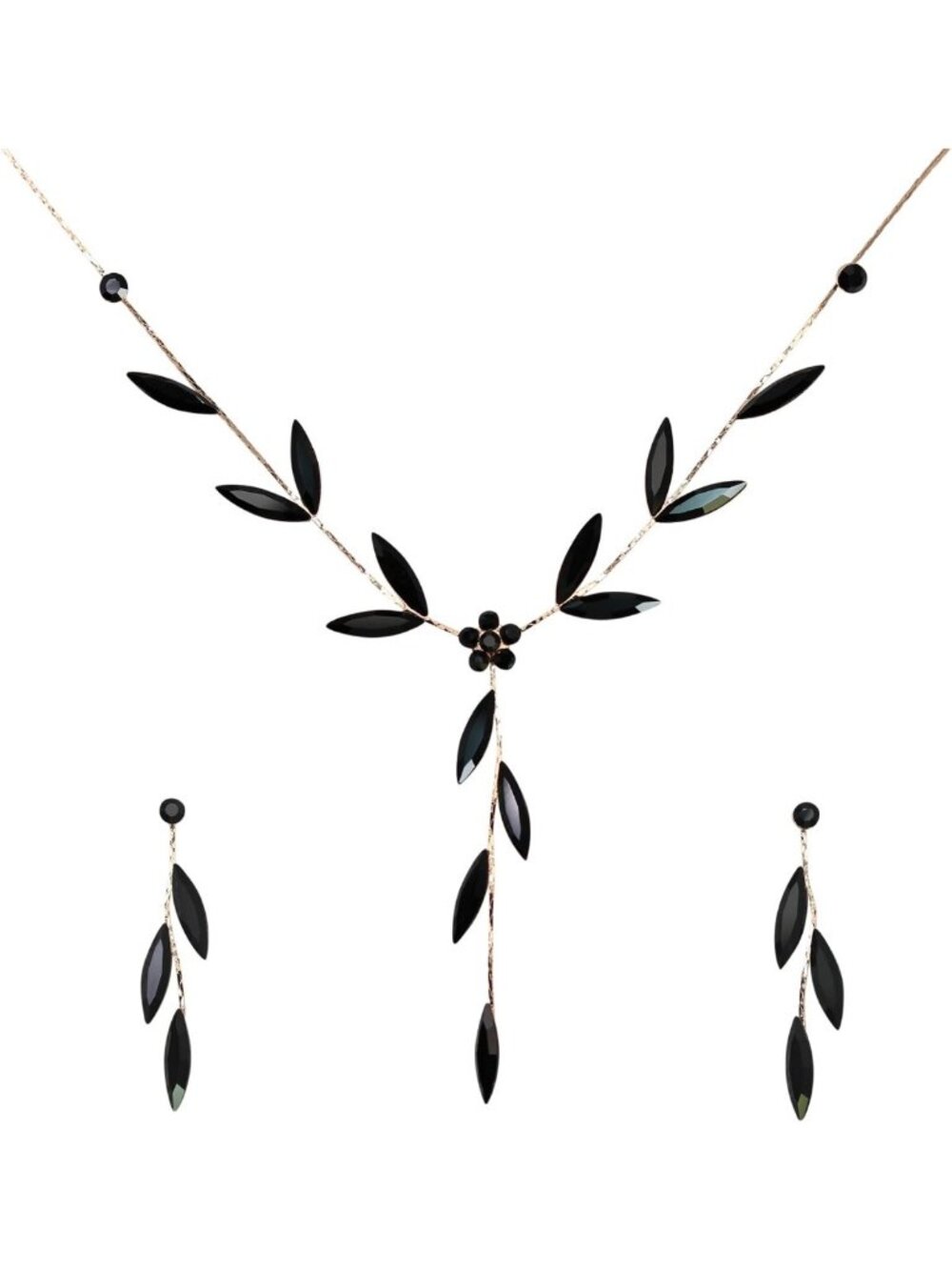 Stunning Rhinestone Floral Necklace & Earrings Set - Elegant Jewelry Gift